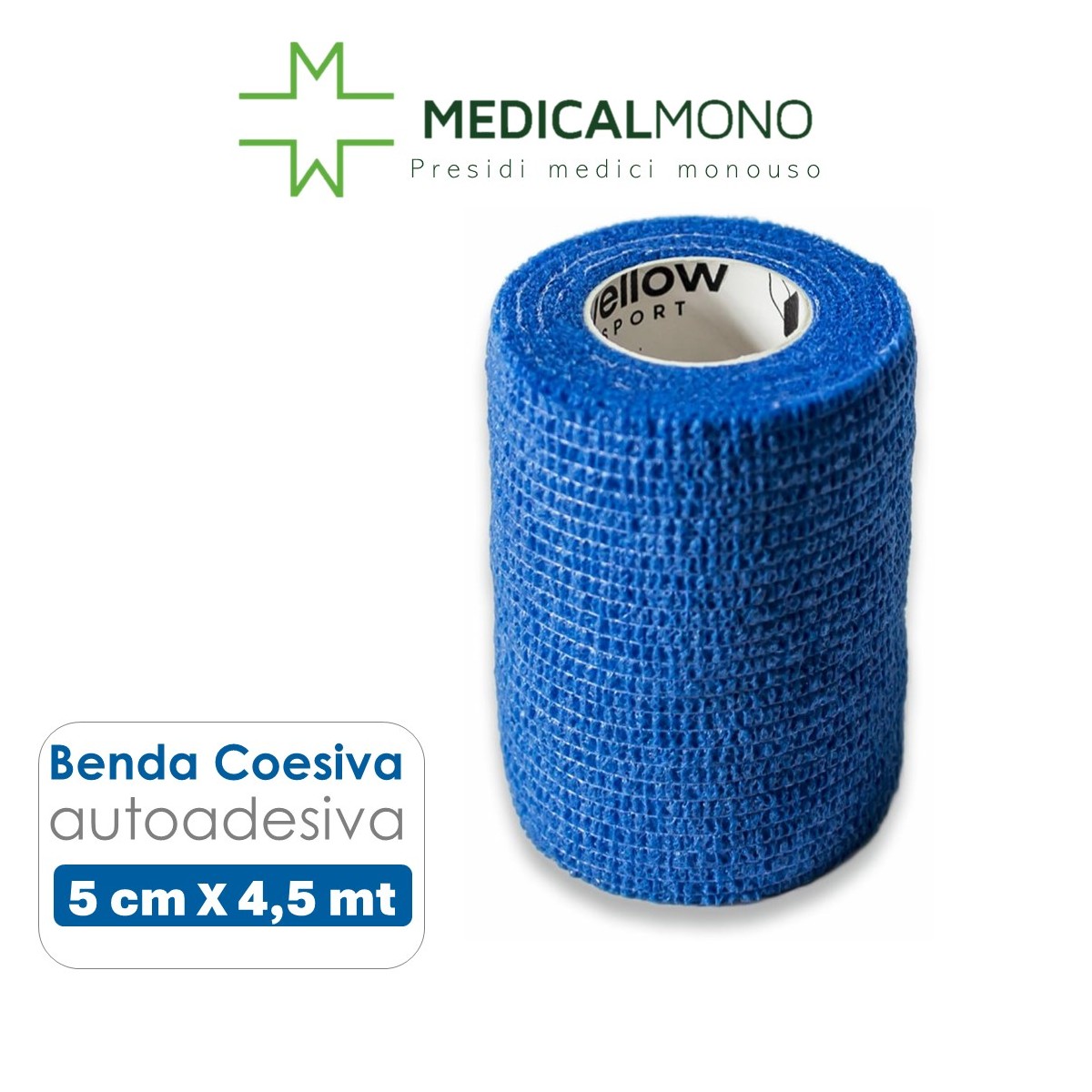 Benda COLOR yellowBAND coesiva autoadesiva TNT  cm 5 x4,5 mt